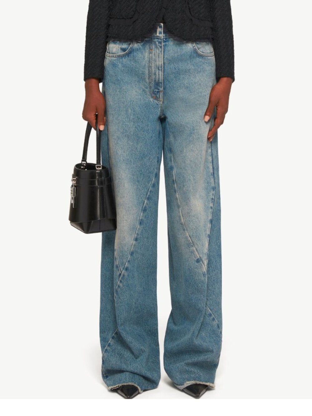 Givenchy Blue Oversized Stitched-Detail Jeans